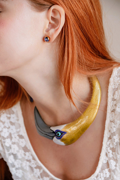 Колье Цапля (эмаль, г/п: золото) Италия ANNIBALE BALDINI 007 05 104