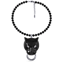 Колье Пантера (эмаль черная, кристаллы, агат, г/п: родий 47 см) Uvelina EX00 0011RB-001N