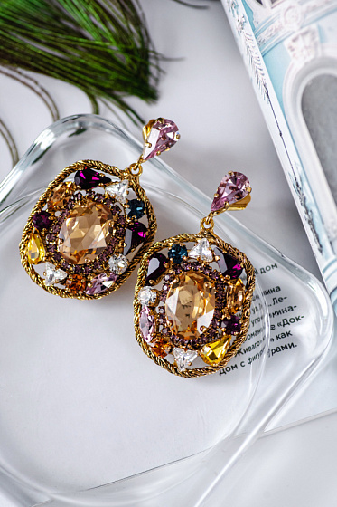 картинка Серьги (кристаллы разноцветные) Италия  Claudio Canzian 002 02 292 ювелирный  магазин Калина являющийся официальным дистрибьютором в России 