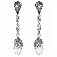 Серьги (Кристалл графитовый, прозрачный, 6,2х1,1 см, 14 гр.) Италия Claudio Canzian 002 02 625