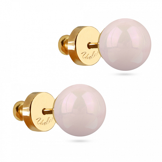 картинка Пусеты Акварель (Майорка розовая, 8мм, г/п: золото) MG00 0001G-02E Uvelina ювелирный  магазин Калина являющийся официальным дистрибьютором в России 