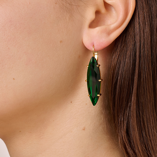 Серьги KALAY (кристалл зеленый, г/п: золото, 4,4х1 см) Дания DYRBERG/KERN 470007