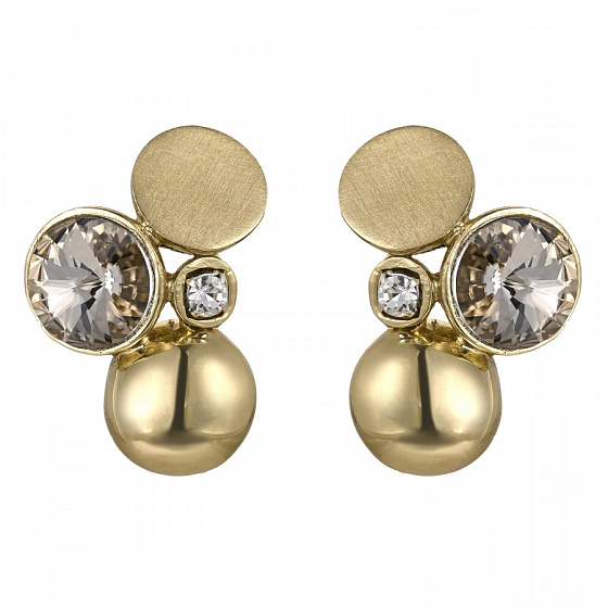 картинка Серьги (кристаллы прозрачные, г/п: золото, 3,2х2 см, 22 гр) Греция Kalliope 002 02 067 ювелирный  магазин Калина являющийся официальным дистрибьютором в России 