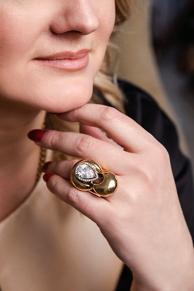 Кольцо (кубический цирконий, 4.1х2.5 см., регулируется) Италия Claudio Canzian 002 01 600