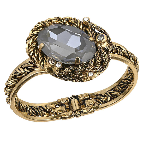 Браслет Анастасия (кристалл сервый с гол бл, 4,2х2,3 см, до 19 см) Италия Claudio Canzian 002 04 240