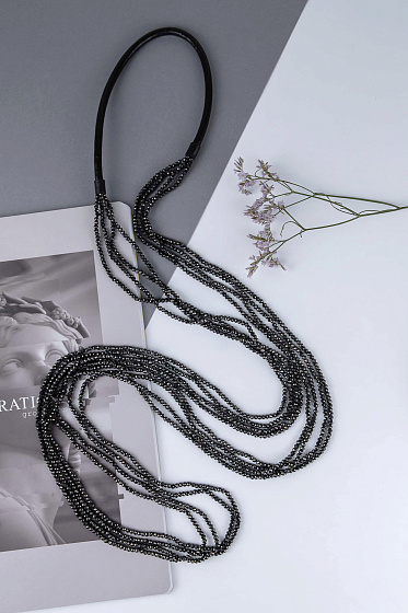 картинка Колье Федерика (Богемское стекло: горкий шоколад, нат.кожа) Италия Perfetto ювелирный  магазин Калина являющийся официальным дистрибьютором в России 