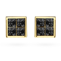 Пусеты Квадро (кристаллы темно-серые, г/п: золото) SW00 0055G-014E1 Uvelina 