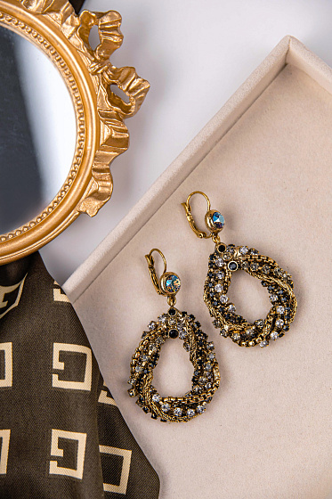 картинка Серьги (серо-черные кристаллы) Италия  Claudio Canzian 002 02 456 ювелирный  магазин Калина являющийся официальным дистрибьютором в России 