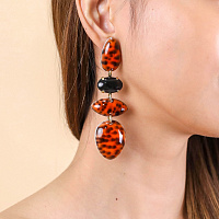 Серьги Tigris (тигровая ципрея, агат, латунь) 12-79555 Франция Nature Bijjoux 