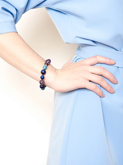 картинка Браслет Царица (Кош. глаз,аметист, кр.Preciosa, г/п:родий ) Россия 40071920 ювелирный  магазин Калина являющийся официальным дистрибьютором в России 