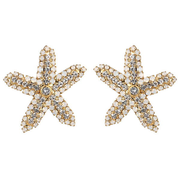 Серьги (кристалл белый опал, прозрачный 3,6х3,6 см 14 гр.) Италия Claudio Canzian 002 02 817