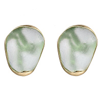 Серьги (ювелирная смола зеленая, г/п: золото, 3,1х2,3 см, 16 гр.) Греция Kalliope 002 02 054