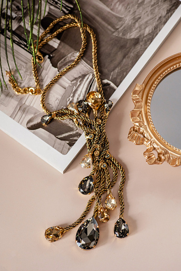 картинка Колье Хромосомы (кристаллы: медовый, графитовый)  Италия  Claudio Canzian 002 05 212 ювелирный  магазин Калина являющийся официальным дистрибьютором в России 