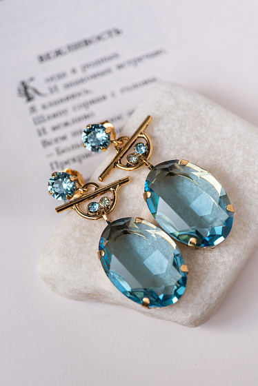 картинка Серьги Верона (голубой кристалл) Италия  Claudio Canzian 002 02 409 ювелирный  магазин Калина являющийся официальным дистрибьютором в России 