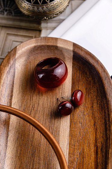 картинка Пусеты Colourful Beads 1.2 см терракотовый Голландия ZSISKA 40105049172Q00 ювелирный  магазин Калина являющийся официальным дистрибьютором в России 