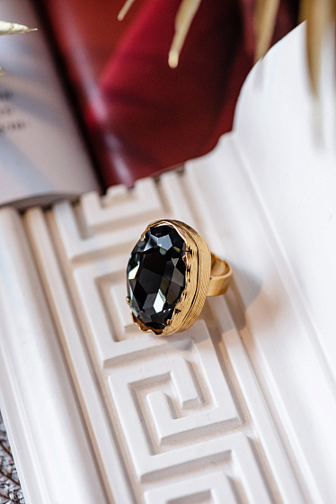 картинка Кольцо Карина (кристалл графит, 3х2х1 см) Италия Claudio Canzian 002 01 020 ювелирный  магазин Калина являющийся официальным дистрибьютором в России 