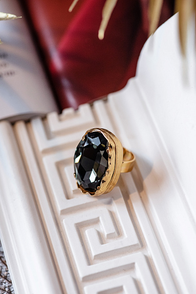 Кольцо Карина (кристалл графит, 3х2х1 см) Италия Claudio Canzian 002 01 020