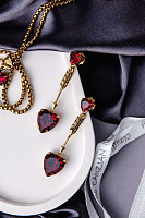 Серьги Сердца (кристаллы красные, 5.8х1.4 см, 10 гр) Италия Claudio Canzian 002 02 913