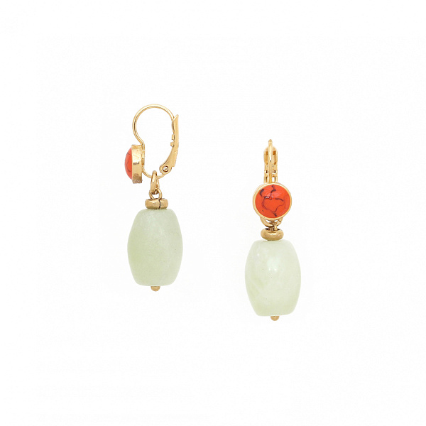 Серьги Tivoli (Говлит, нефрит, 3,6х1,2 см) 12-90228 Франция Nature Bijjoux