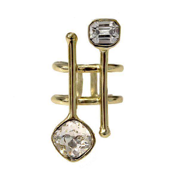 Кольцо (кристалл прозрачный 1х1 см, г/п: золото, регулируется) Греция Kalliope 022 01 055