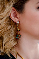 Серьги Незабудки (кристалл: сиреневый, зеленый, синий, прозрач.) Италия Claudio Canzian  002 02 774