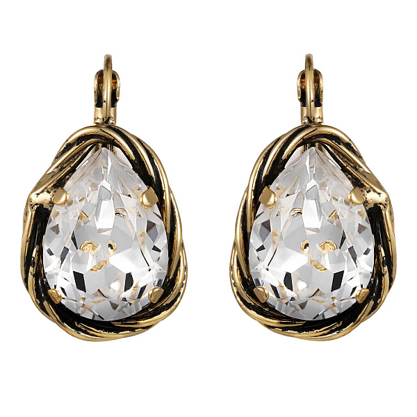 Серьги Капли (кристалл прозрачный, 2,9х1,8 см, 9 гр) Италия Claudio Canzian 002 02 759