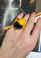 Кольцо Frazioone Quadro 17,5 желтый/черный ENZO BENZO Италия