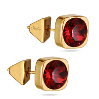 Пусеты Теннис (кристаллы красные, г/п: золото 8 мм) Испания SW00 0010G-276E1