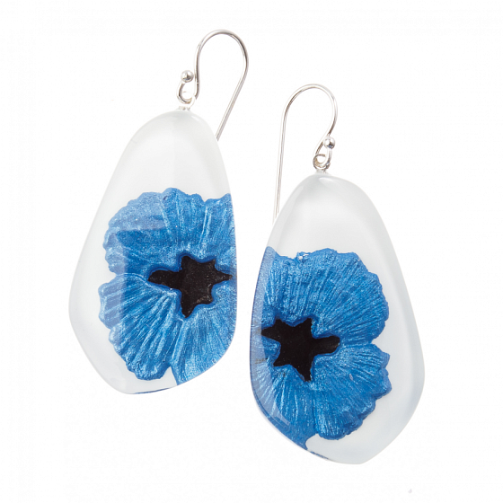 картинка Серьги Baila (синий, белый, черный, 5х2 см) Голландия ZSISKA ювелирный  магазин Калина являющийся официальным дистрибьютором в России 