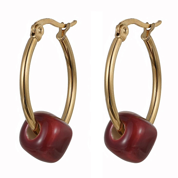 Серьги (керамика бордо, г/п: золото, 2.5х2 см, 5 гр. ) Испания  01902019 Maximilianas