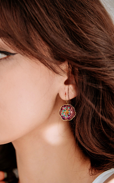 Серьги (эмаль, г/п: золото) Греция Kalliope 002 02 015