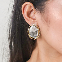 Серьги REFLET (перламутр, 9,3 гр, 3 см, г/п: золото) 12-32221 Франция Ori-Tao