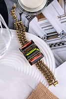 Браслет (Кристалл оливковый, клюквенный, 4х3 см, 16-22 см) Италия Claudio Canzian 002 04 527