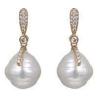 Серьги (майорка, кристаллы, г/п: золото, 3,2х1,5 см, 10гр) Испания Madreperla 020 02 108