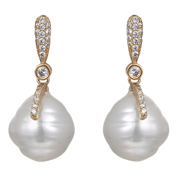 Серьги (майорка, кристаллы, г/п: золото, 3,2х1,5 см, 10гр) Испания Madreperla 020 02 108