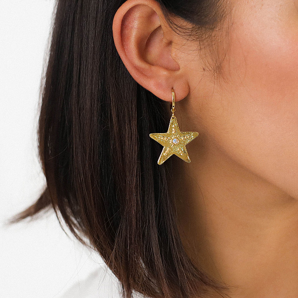 Серьги ESTRELLA (кристаллы, г/п:золото, латунь, 4 см, 4,85 гр) 1268622 Франция F.H