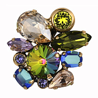 Кольцо (кристаллы разноцветные, 3х2,6 см, регулируется) Италия Claudio Canzian 002 02 567