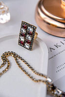 Кольцо (кристаллы цвета гранат, прозрачные, графит, г/п: золото) Италия Claudio Canzian 002 01 510