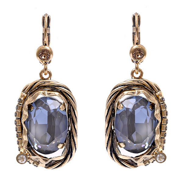 Серьги Клавдия (кристалл серый с гол.бл, медовый, 4,8х2 см, 18 гр) Италия Claudio Canzian 002 02 237