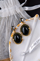 Серьги (агат, кристалл графит, хаки, 5х2,5см, 22 гр.) Италия Claudio Canzian 002 02 791