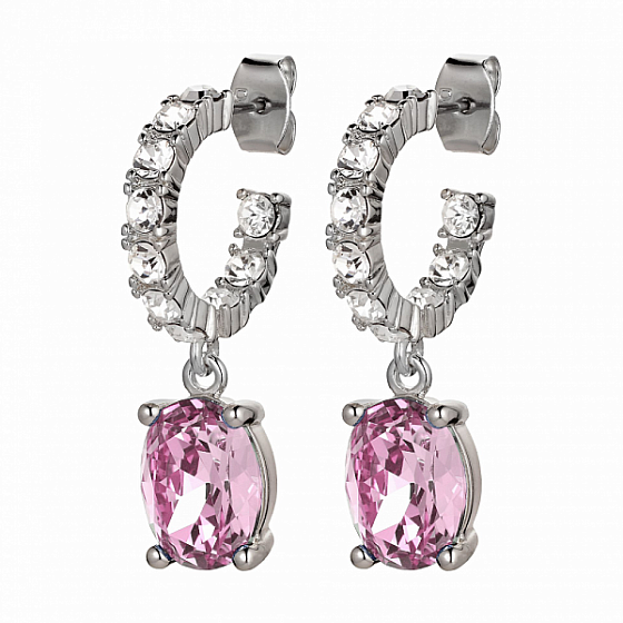 картинка Серьги (кристалл розовый, прозрачный, г/п: родий) Дания DYRBERG/KERN 420116 ювелирный  магазин Калина являющийся официальным дистрибьютором в России 