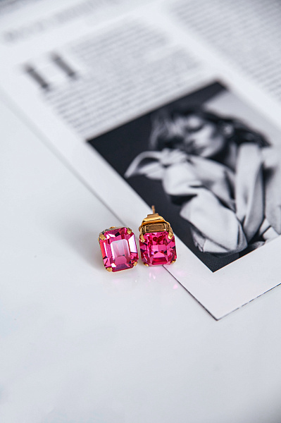 Серьги Энигма (кристалл розовый) Италия  Claudio Canzian 002 02 664