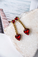 Серьги Сердца (кристалл красный, 1,4х5 см, 11 гр.) Италия  Claudio Canzian 002 02 691