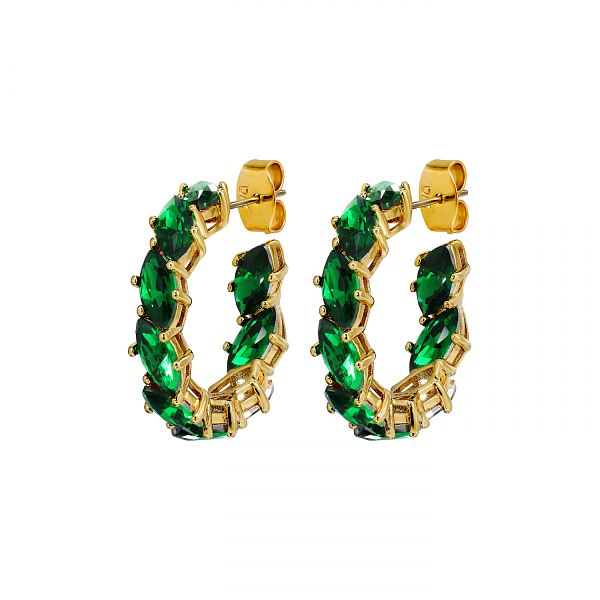 Серьги TAMARIN (кристалл зеленый г/п: золото, 2,5х0,5 см) Дания DYRBERG/KERN 470017