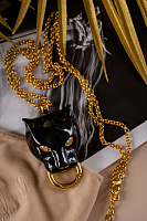 Колье Пантера (кристаллы прозрачные, эмаль черная, г/п: золото)  Испания EX00 0011GB-001P