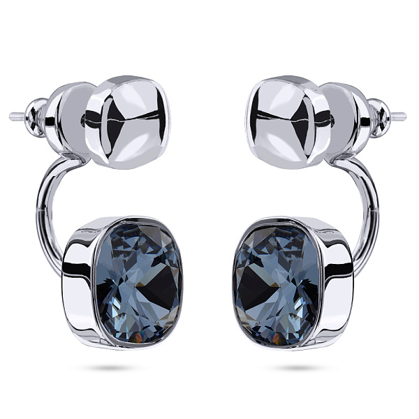 Серьги Триумф (кристаллы джинс, г/п: родий, 10 мм) Uvelina SW00 0020R-266E1