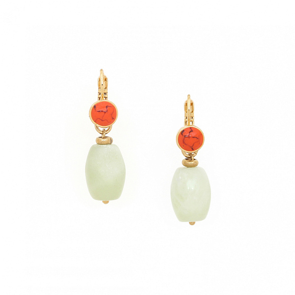 Серьги Tivoli (Говлит, нефрит, 3,6х1,2 см) 12-90228 Франция Nature Bijjoux