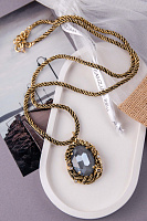 Колье Анастасия (кристалл серый с голубым цветом, 5х3,3 см, 80см) Италия Claudio Canzian 002 05 371