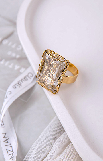 картинка Кольцо (кристалл прозрачный, 2,6х1,8х0,6 см) Италия Claudio Canzian 002 01 460 ювелирный  магазин Калина являющийся официальным дистрибьютором в России 