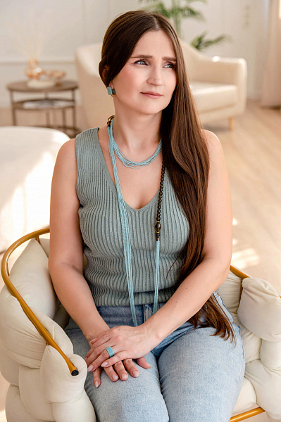 Колье Afrodite (Раухтопаз, цепи маниль-бирюзовые ) Италия Perfetto 051 001 002